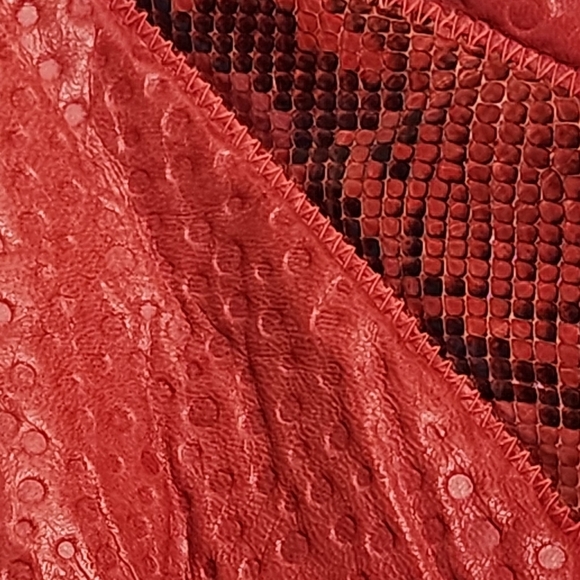 PIERRE MISHAEL Vintage 80s Red Leather Snake Print Crossbody Bag – Rare Sculptur - Picture 12 of 13